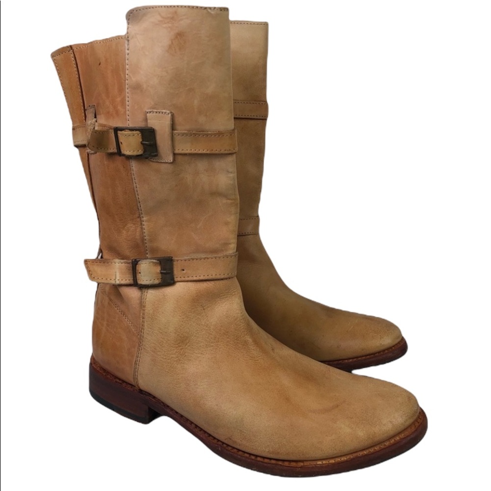 BED/STU COBBLER SERIES BENCH MADE DISTRESSED LEATHER ENGINEER RIDING BOOTS 8.5